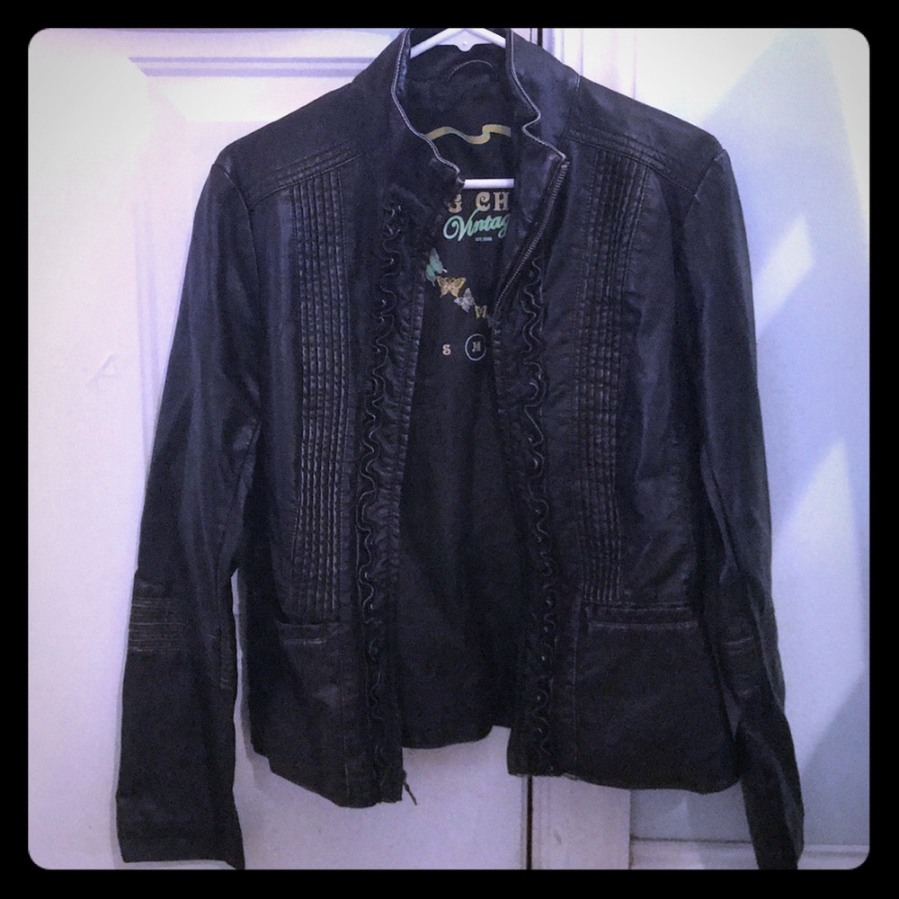 Black leather jacket-never been worn